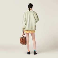 Agave Garment-dyed Cotton Fleece Cardigan | Miu Miu