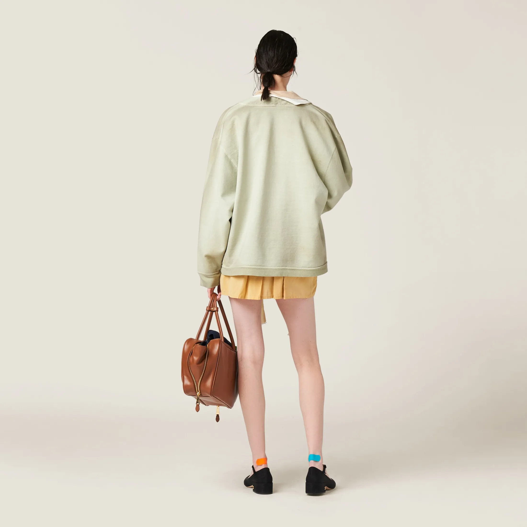 Agave Garment-dyed Cotton Fleece Cardigan | Miu Miu