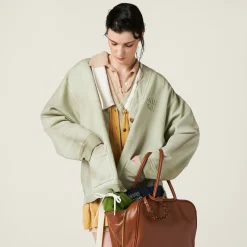 Agave Garment-dyed Cotton Fleece Cardigan | Miu Miu