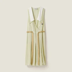 Agave Garment-dyed Crepe De Chine Dress | Miu Miu