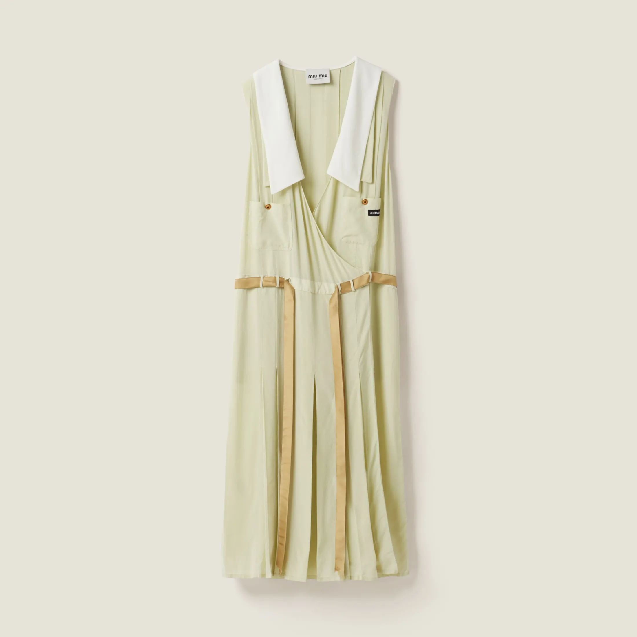 Agave Garment-dyed Crepe De Chine Dress | Miu Miu