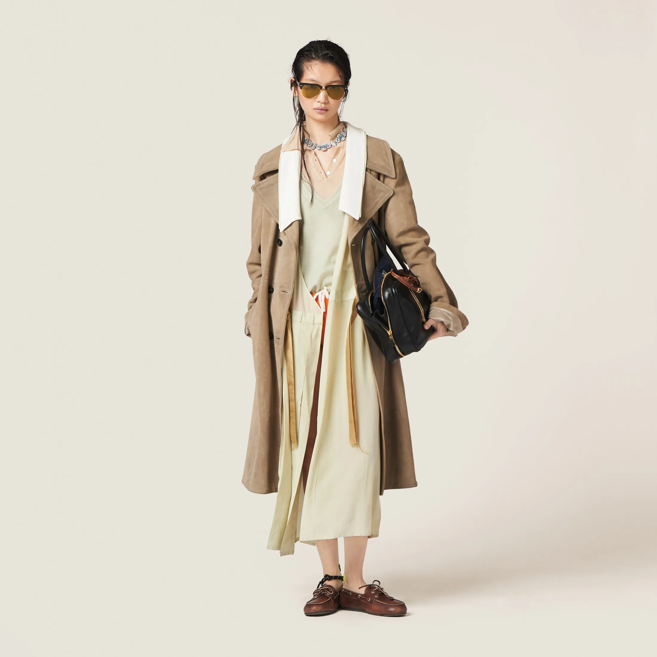 Agave Garment-dyed Crepe De Chine Dress | Miu Miu