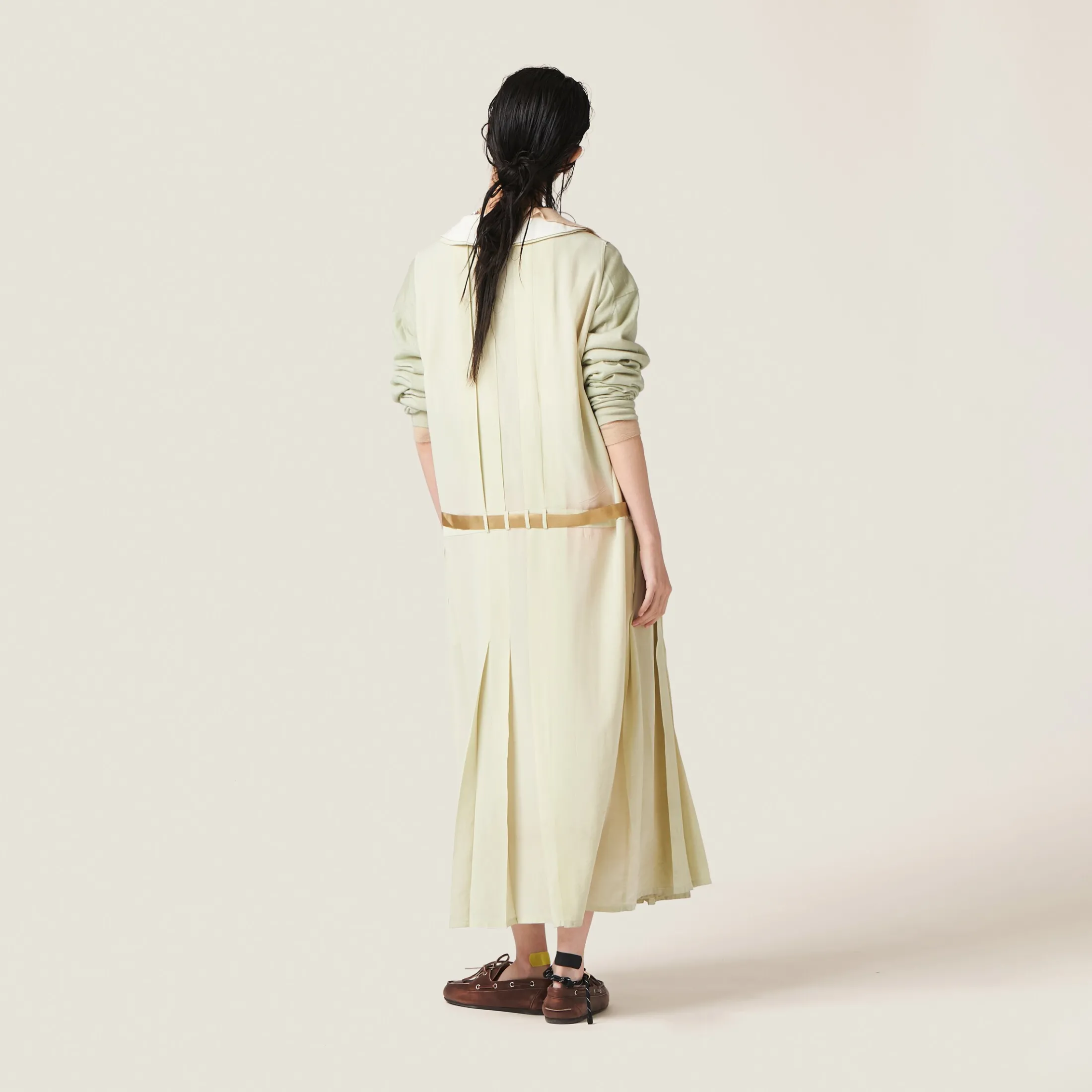 Agave Garment-dyed Crepe De Chine Dress | Miu Miu