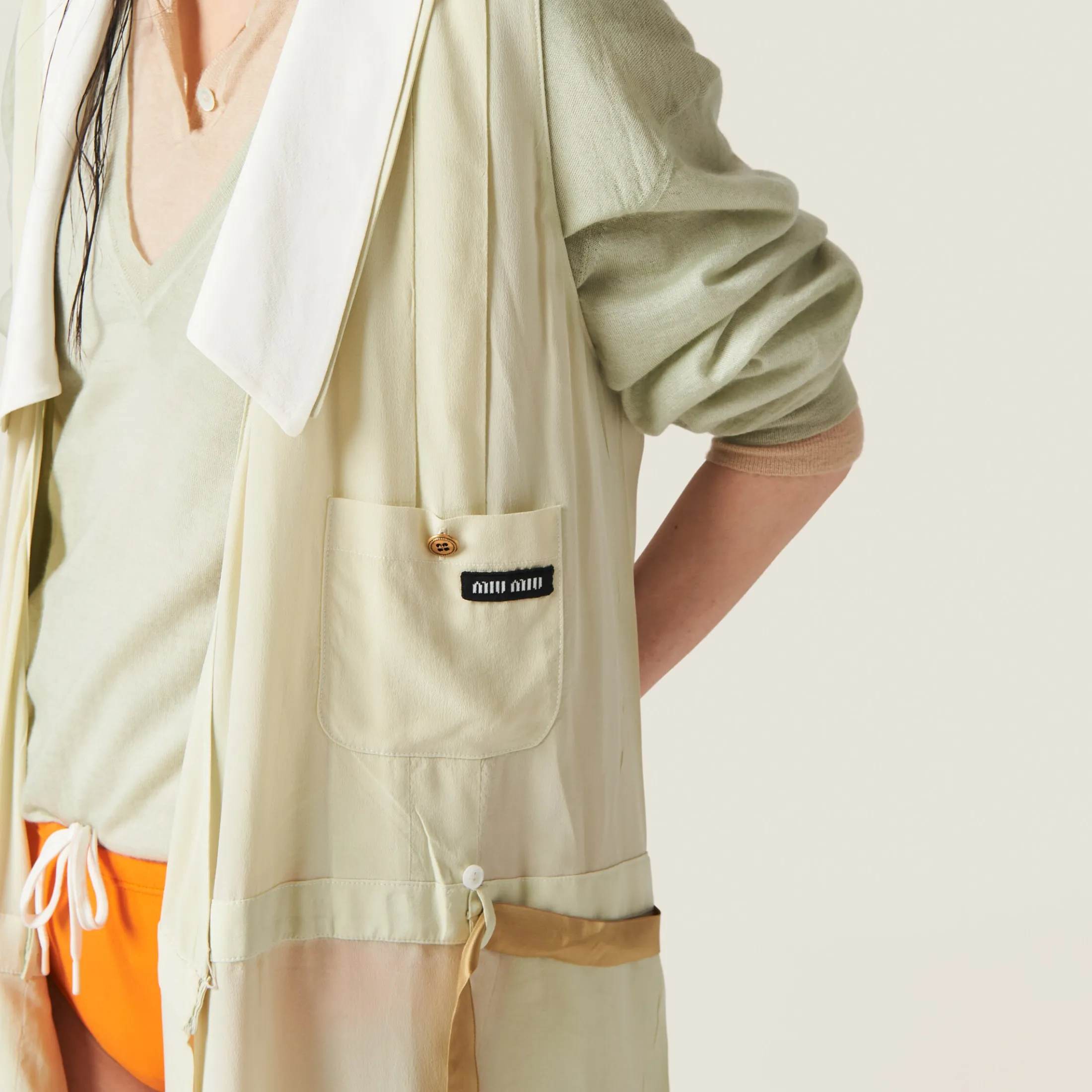 Agave Garment-dyed Crepe De Chine Dress | Miu Miu