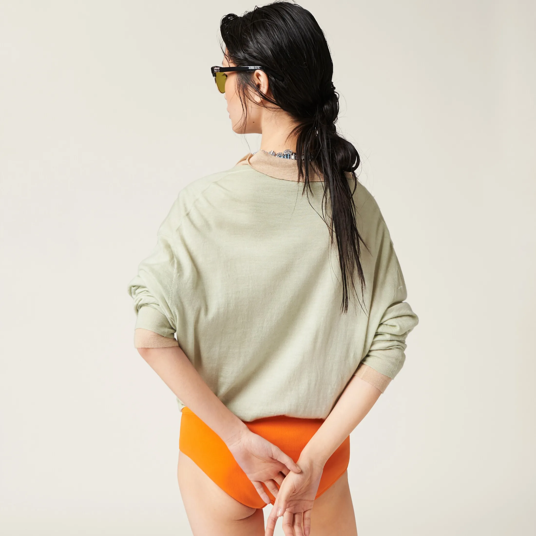 Agave Green V-neck Cashmere Sweater | Miu Miu