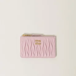 Alabaster Pink Matelassé Nappa Leather Envelope Wallet | Miu Miu
