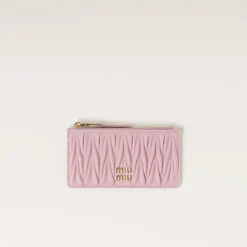 Alabaster Pink Matelassé Nappa Leather Envelope Wallet | Miu Miu