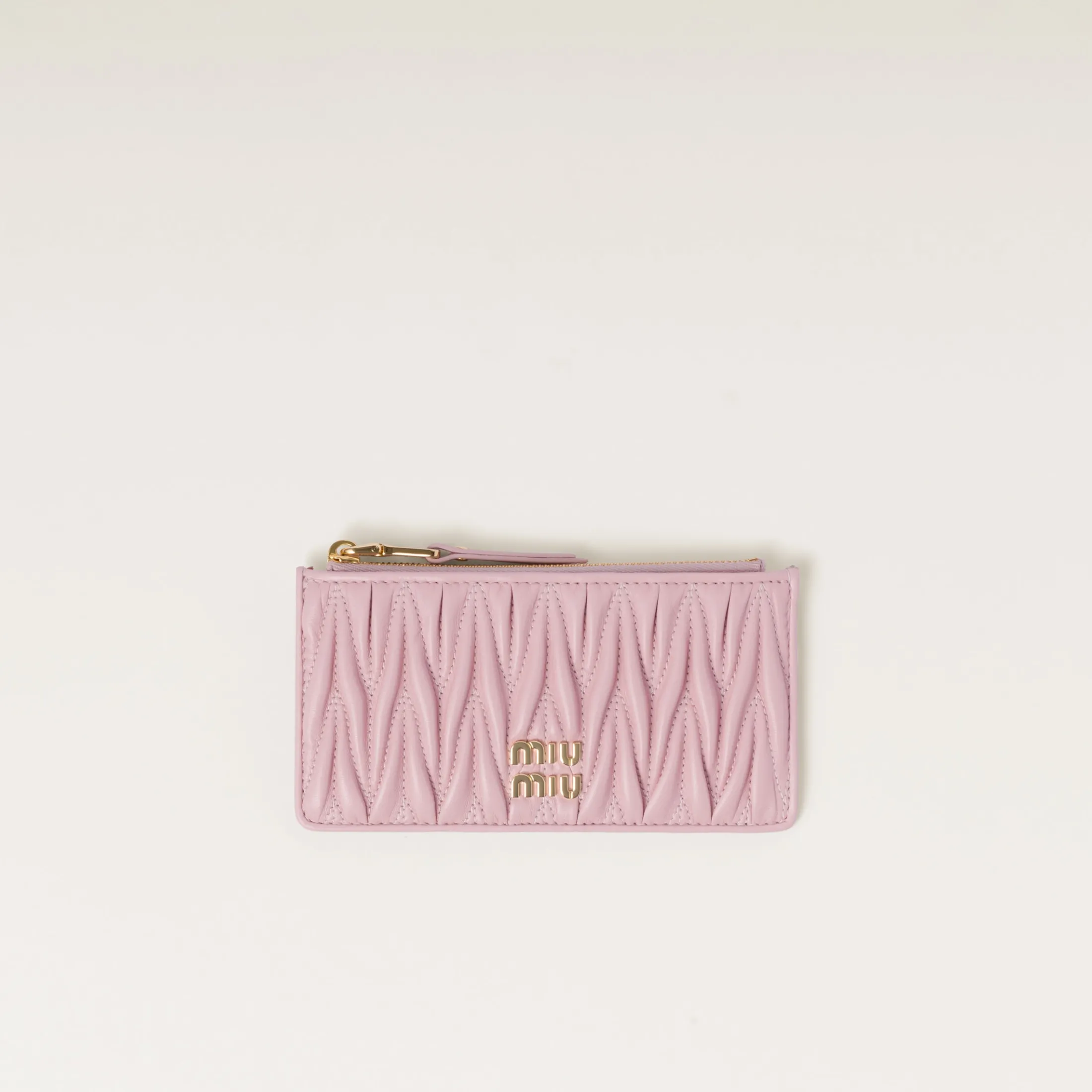 Alabaster Pink Matelassé Nappa Leather Envelope Wallet | Miu Miu