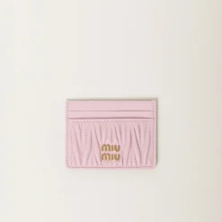 Alabaster Pink Matelassé Nappa Leather Card Holder | Miu Miu