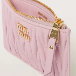 Alabaster Pink Matelassé Nappa Leather Envelope Wallet | Miu Miu