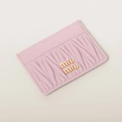 Alabaster Pink Matelassé Nappa Leather Card Holder | Miu Miu