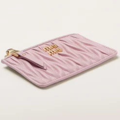 Alabaster Pink Matelassé Nappa Leather Envelope Wallet | Miu Miu