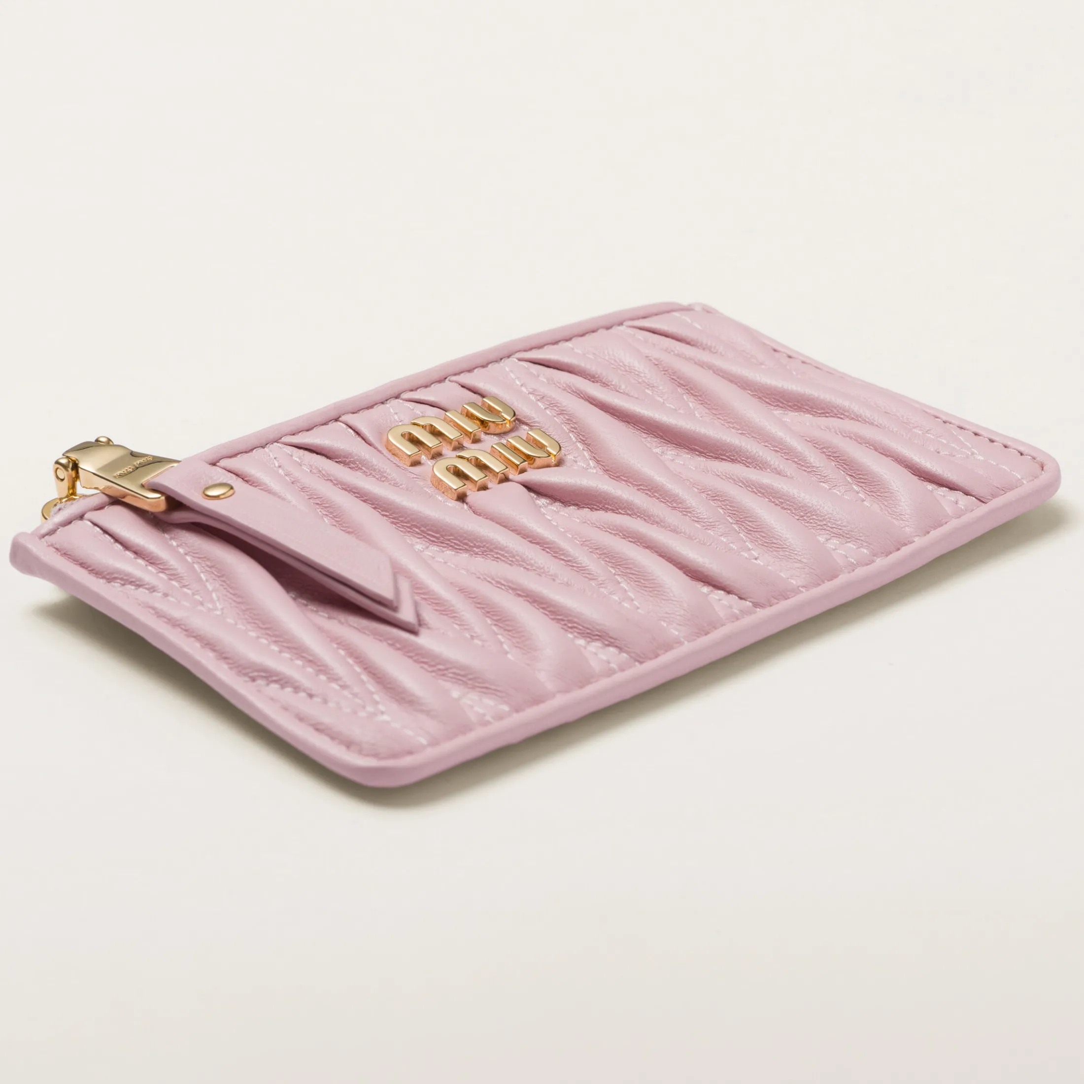 Alabaster Pink Matelassé Nappa Leather Envelope Wallet | Miu Miu