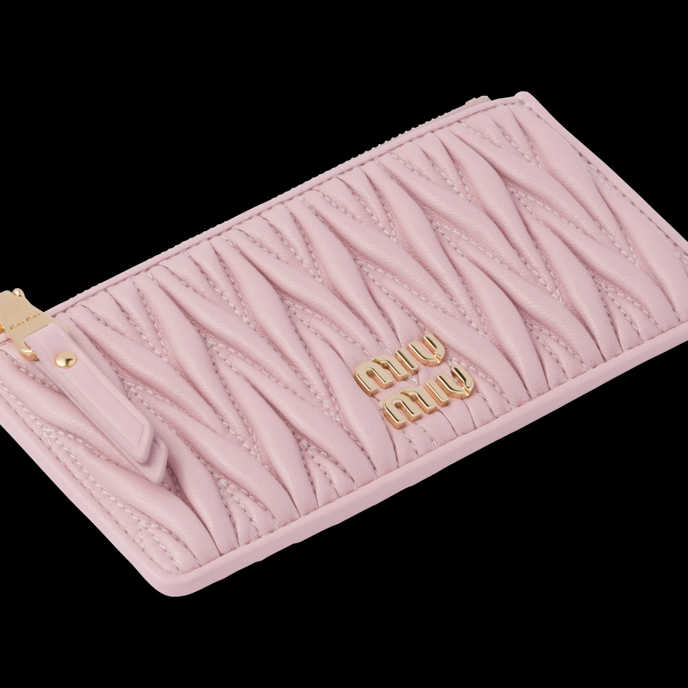 Alabaster Pink Matelassé Nappa Leather Envelope Wallet | Miu Miu