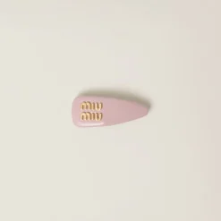 Alabaster Pink Patent Leather Hair Clip | Miu Miu