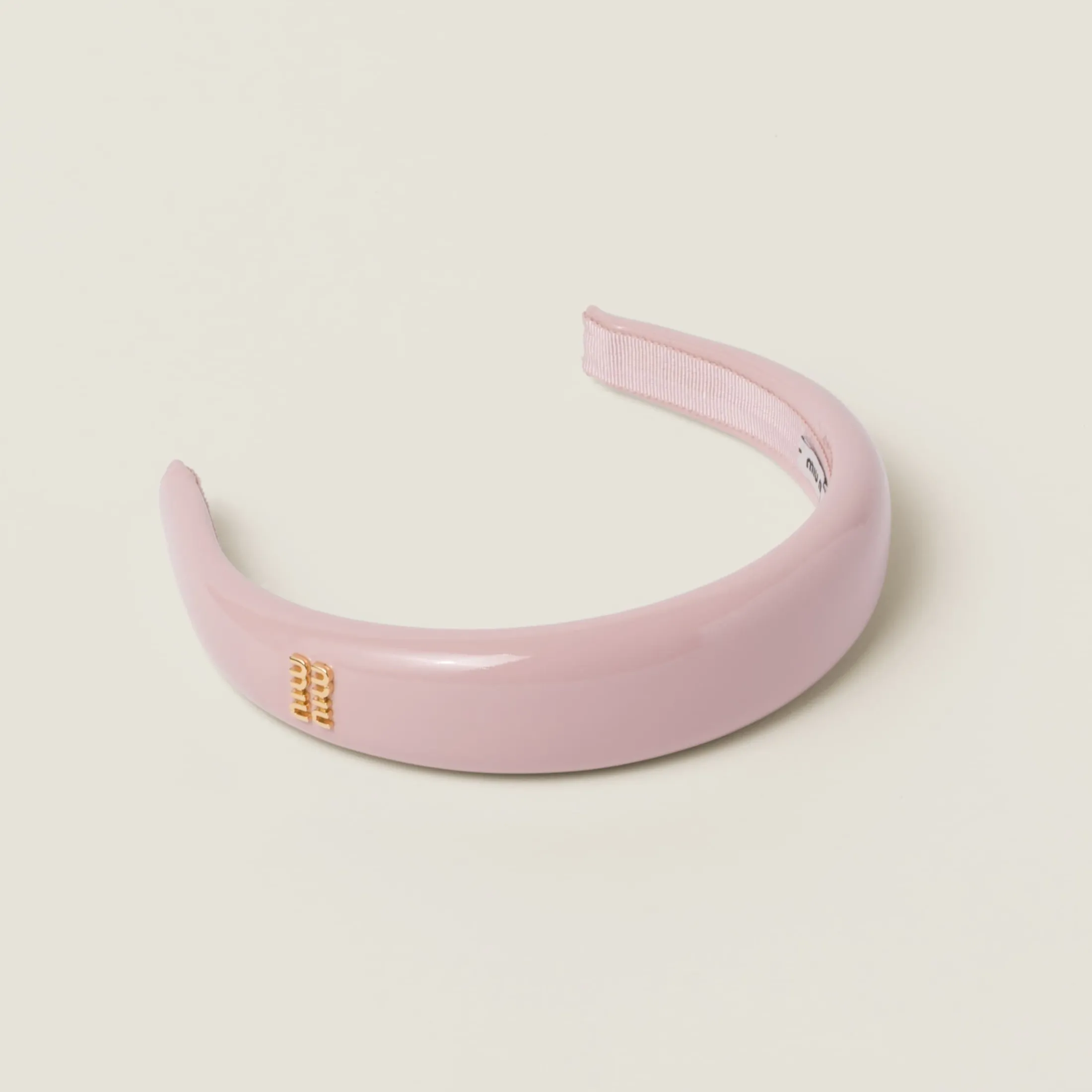 Alabaster Pink Patent Leather Headband | Miu Miu