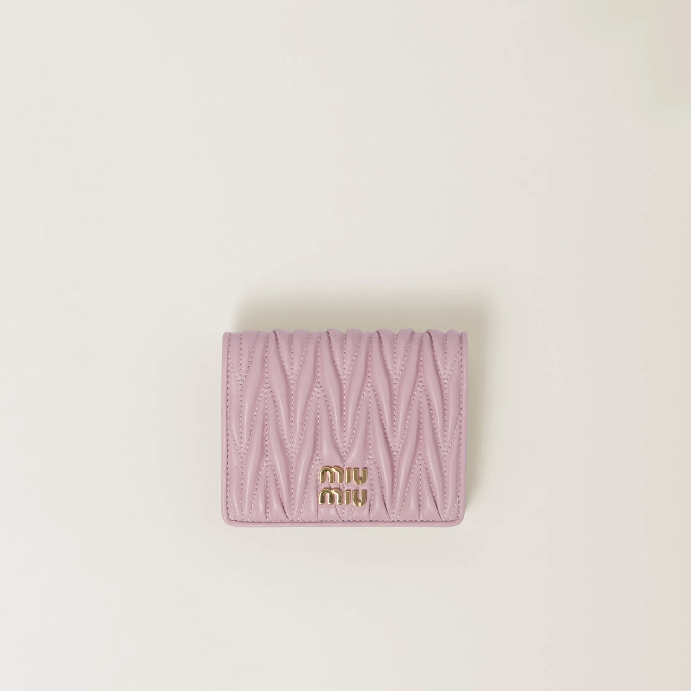 Alabaster Pink Small Matelassé Nappa Leather Wallet | Miu Miu