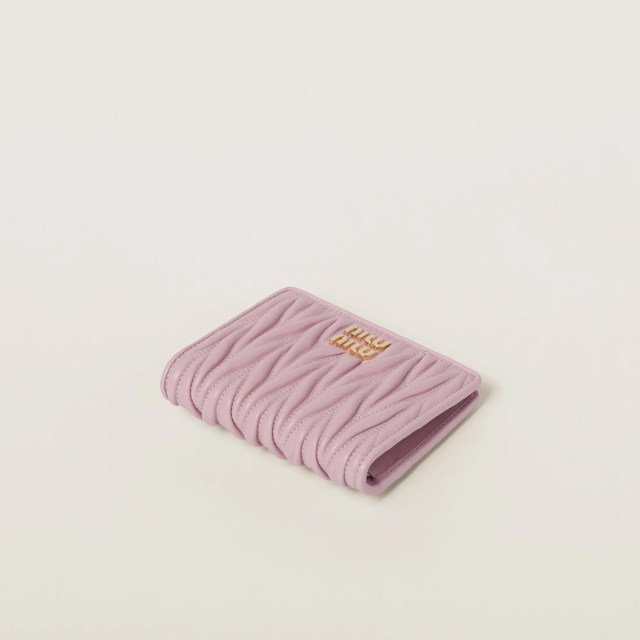 Alabaster Pink Small Matelassé Nappa Leather Wallet | Miu Miu