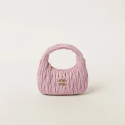 Alabaster Pink Wander Matelassé Nappa Leather Hobo Bag | Miu Miu
