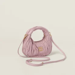 Alabaster Pink Wander Matelassé Nappa Leather Hobo Mini-bag | Miu Miu