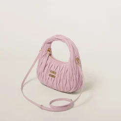 Alabaster Pink Wander Matelassé Nappa Leather Hobo Bag | Miu Miu
