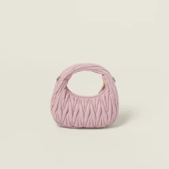 Alabaster Pink Wander Matelassé Nappa Leather Hobo Mini-bag | Miu Miu