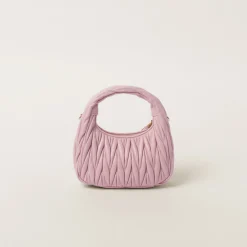 Alabaster Pink Wander Matelassé Nappa Leather Hobo Bag | Miu Miu