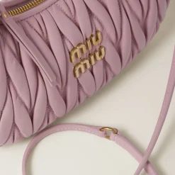 Alabaster Pink Wander Matelassé Nappa Leather Hobo Bag | Miu Miu