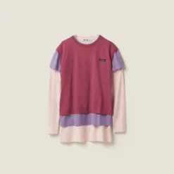 Alabaster/lilac/mauve Set Of 3 Jersey T-shirts | Miu Miu