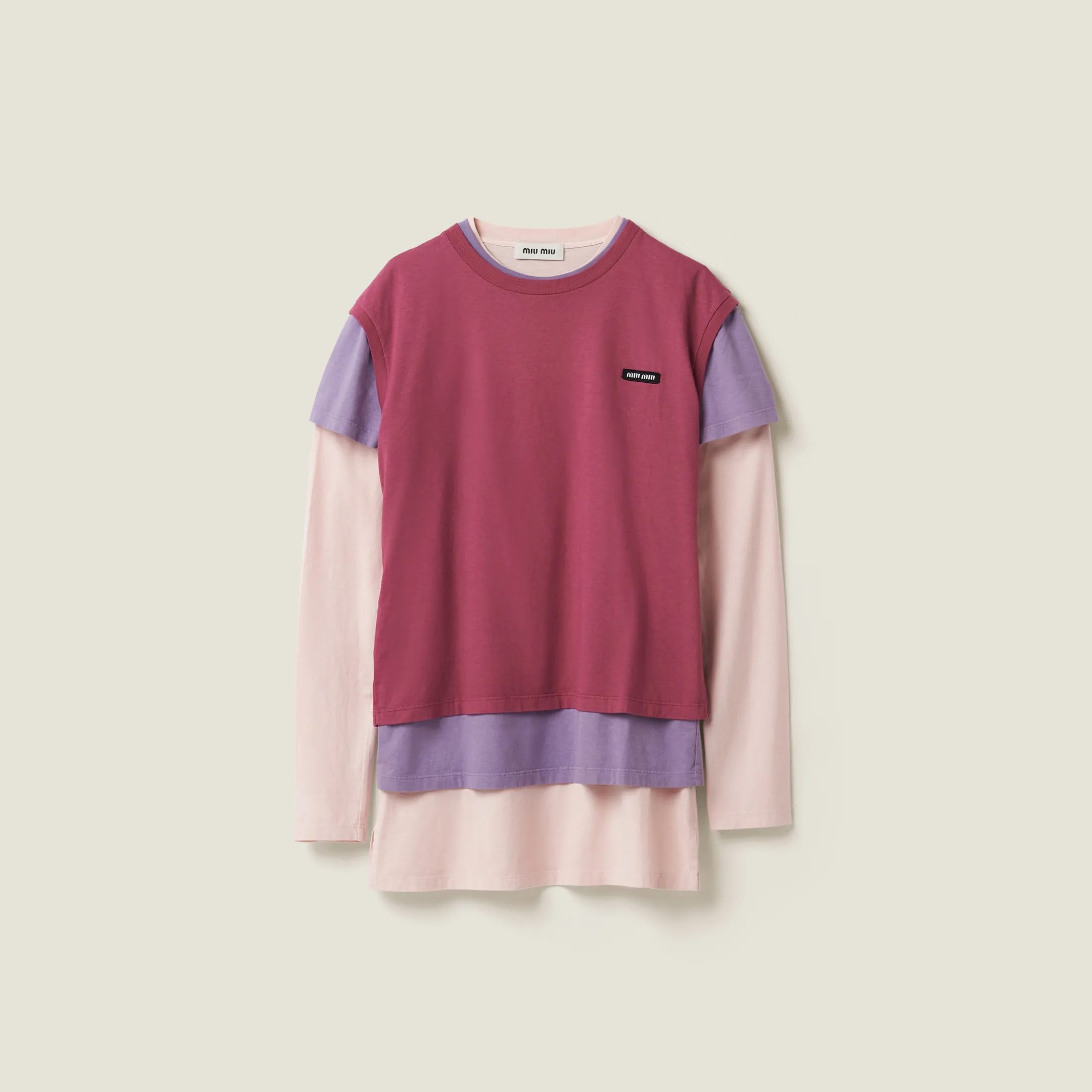 Alabaster/lilac/mauve Set Of 3 Jersey T-shirts | Miu Miu