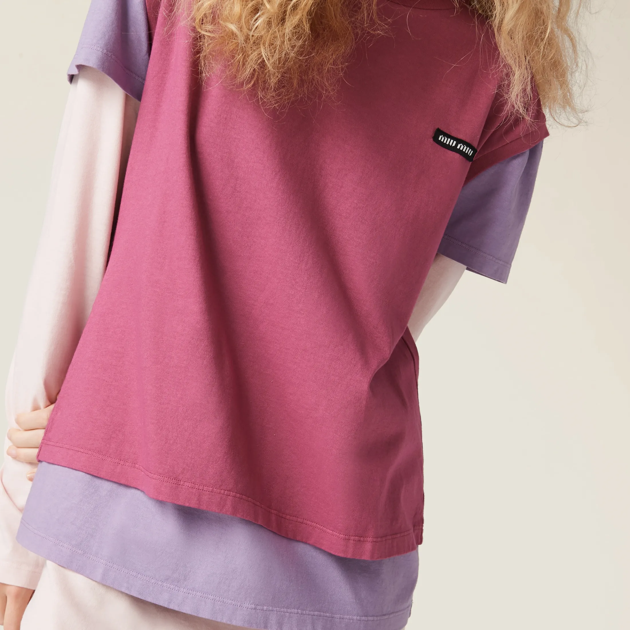 Alabaster/lilac/mauve Set Of 3 Jersey T-shirts | Miu Miu