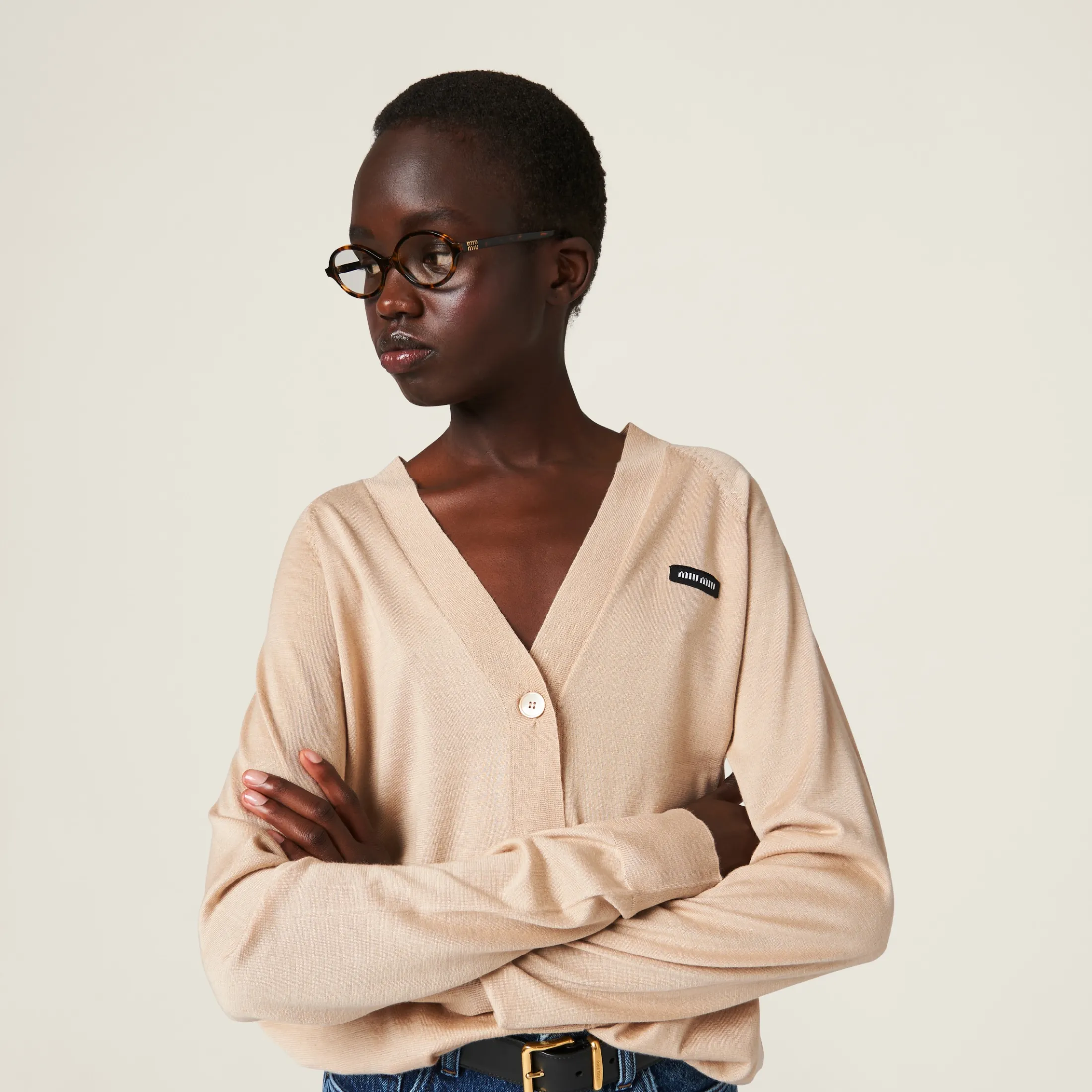 Albino White Cashmere And Silk Cardigan | Miu Miu