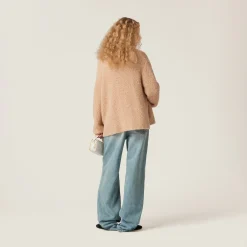 Albino White Cashmere And Silk Knit Cardigan | Miu Miu