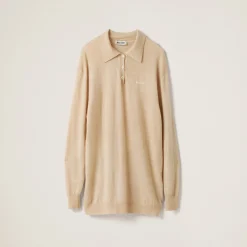 Albino White Cashmere Knit Polo Shirt | Miu Miu