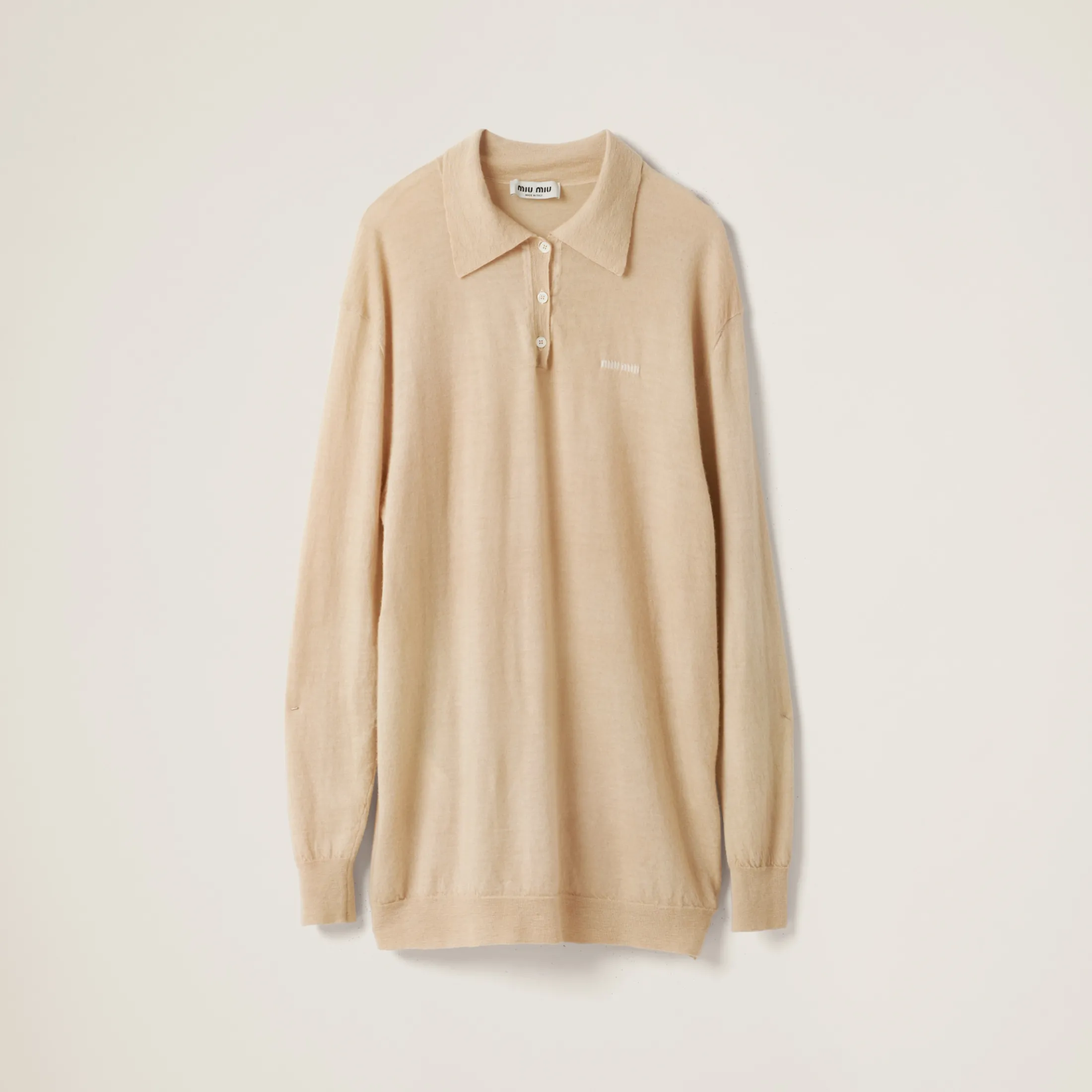Albino White Cashmere Knit Polo Shirt | Miu Miu