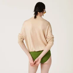 Albino White Cashmere Knit Polo Shirt | Miu Miu