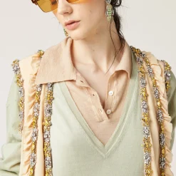 Albino White Cashmere Knit Polo Shirt | Miu Miu