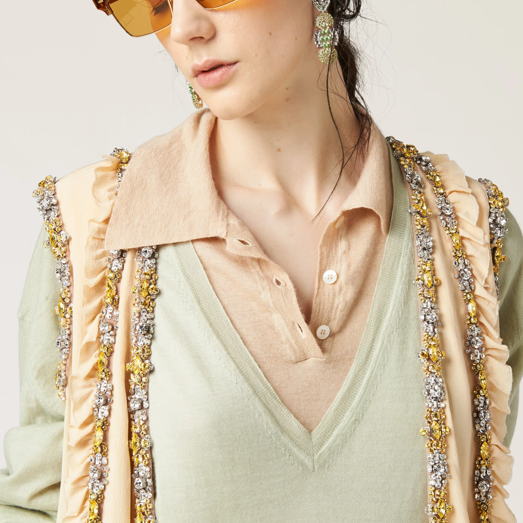 Albino White Cashmere Knit Polo Shirt | Miu Miu