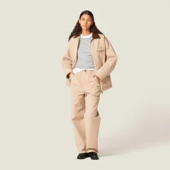 Albino White Embroidered Garment-dyed Gabardine Blouson Jacket | Miu Miu