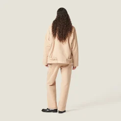 Albino White Embroidered Garment-dyed Gabardine Blouson Jacket | Miu Miu