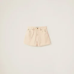 Albino White Garment-dyed Corduroy Bermudas | Miu Miu