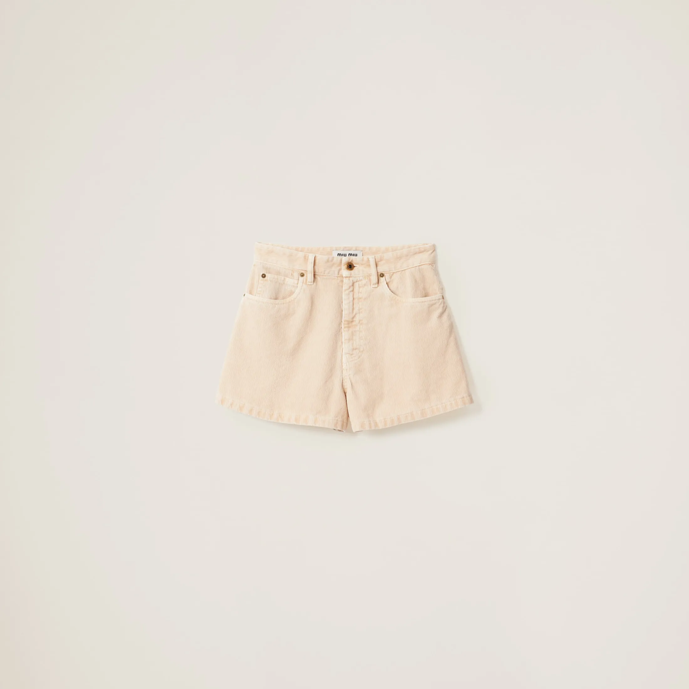 Albino White Garment-dyed Corduroy Bermudas | Miu Miu