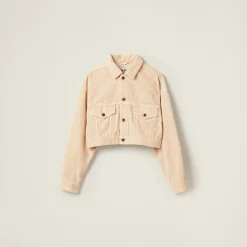 Albino White Garment-dyed Velvet Blouson Jacket | Miu Miu