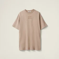 Albino White Garment-dyed Jersey Dress | Miu Miu