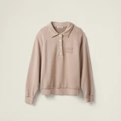 Albino White Garment-dyed Cotton Fleece Sweatshirt | Miu Miu