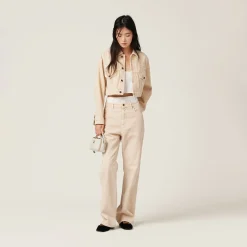 Albino White Garment-dyed Velvet Blouson Jacket | Miu Miu