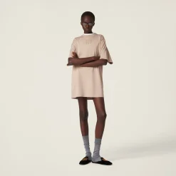 Albino White Garment-dyed Jersey Dress | Miu Miu