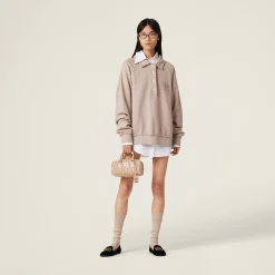 Albino White Garment-dyed Cotton Fleece Sweatshirt | Miu Miu