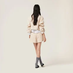 Albino White Garment-dyed Corduroy Bermudas | Miu Miu
