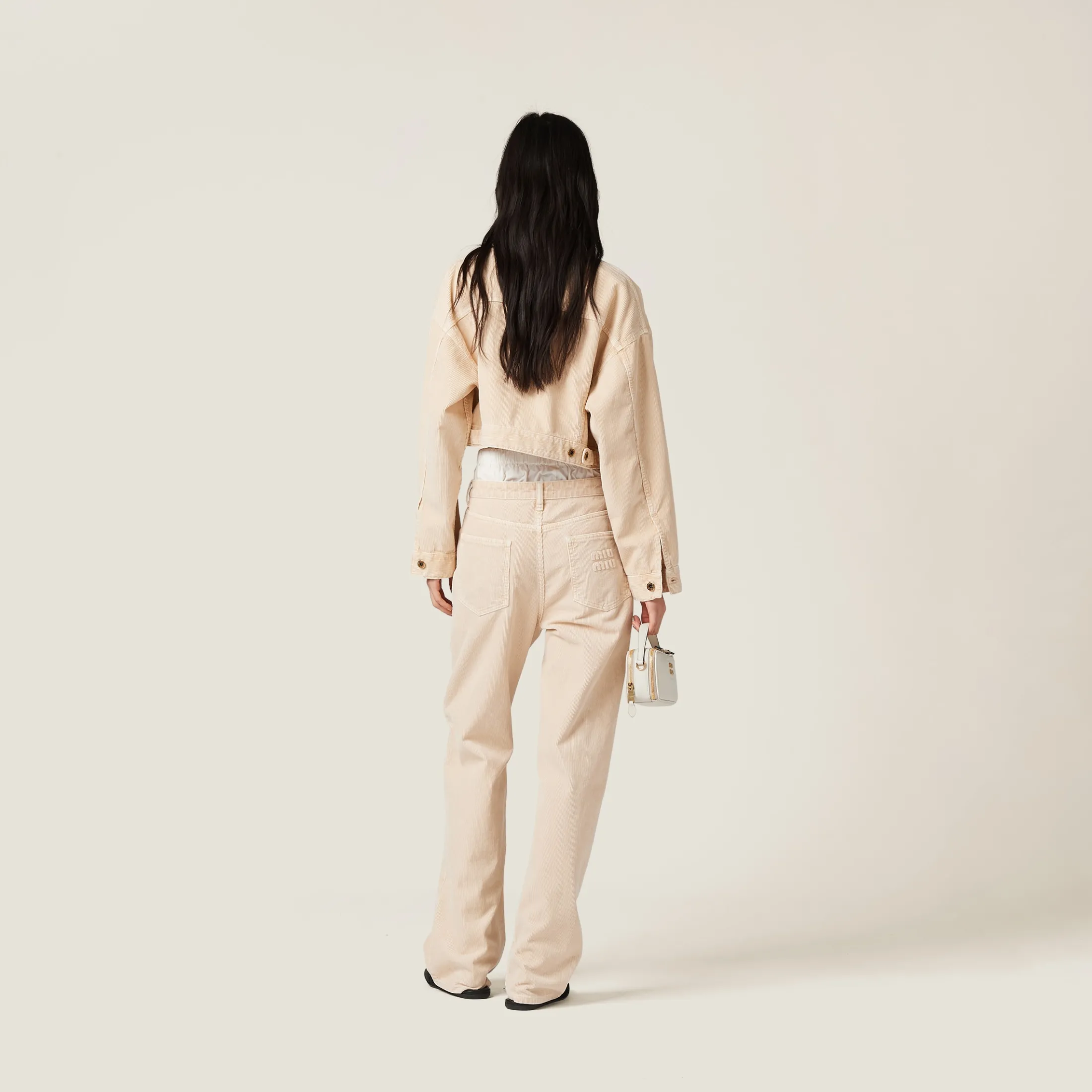 Albino White Garment-dyed Corduroy Pants | Miu Miu